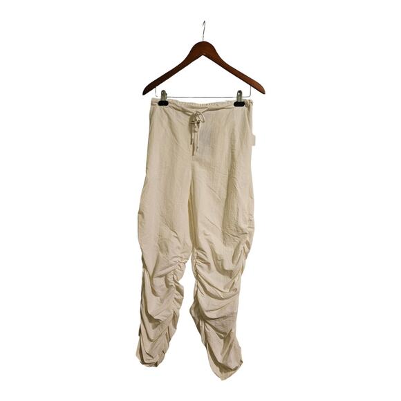 By DYLN Astrid Pants Womens XS WHITE Ruched Legs Elastic Waist Drawstring